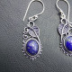 Boucles D'Oreilles Pendantes Argentées Avec Pierre de Lapis Lazuli