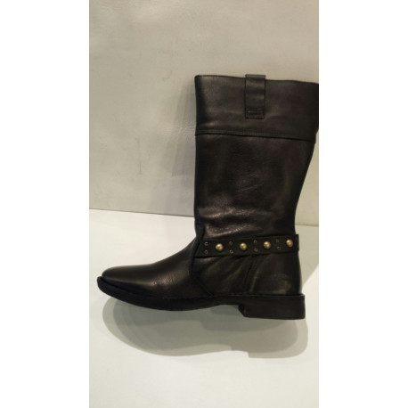 GREAZE de KICKERS en cuir lisse noir demi botte, bout rond