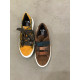 37419 ARA Baskets COURTYARD à lacet en cuir/ nubuck jaune curry reptile semelle amovible