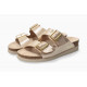 Mule femme HESTER Light Sand 37512  cuir/doré. 2 boucles technologie MEPHISTO  Soft Air et Air Relax