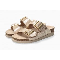 Mule femme HESTER Light Sand 37512  cuir/doré. 2 boucles technologie MEPHISTO  Soft Air et Air Relax