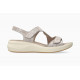 Sandales TIARA LOOK sports chics compensés MEPHISTO cuir imprimé beige Light Sand scratch technologie Soft Air Air Relax