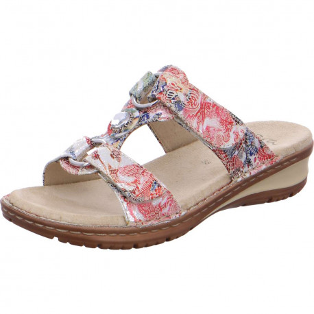 Mules femme Hawaii Fleuries multicolores ARA 27270 -  82 compensées Hightsoft Velcro’s et bijoux