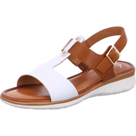 Nu-pieds KRETA CUIR cognac/blanc sandales technologie HighSoft 12-23610-06