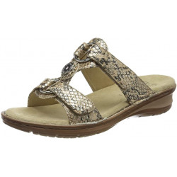 Mules femme Hawaii Beige/Reptile ARA 12-27270-81 compensées Hightsoft Velcro’s et bijoux