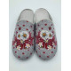 Mules La Maison de l'Espadrille 2045 Gris Rouge/Fleurs Marguerites talon compense bout fermé