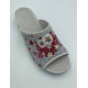 Mules La Maison de l'Espadrille 2045 Gris Rouge/Fleurs Marguerites talon compense bout fermé