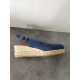 Espadrille compensée 45 cm "cousu main" en nubuck, 821 Bleu Jean AZUL Maison de l’espadrille