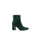 Bottines ville METAMORF'OSE en cuir velours Vert sapin KARATE zip  talon de 7cm talon fantaisie