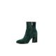 Bottines ville METAMORF'OSE en cuir velours Vert sapin KARATE zip  talon de 7cm talon fantaisie