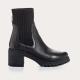 BOOTS DITA CUIR GRAINE NOIR talon 7cm  REQINS à enfiler