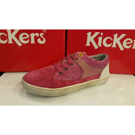 Basket design et mode de KICKERS bleu dur ou fushia LYLIAN à lacet