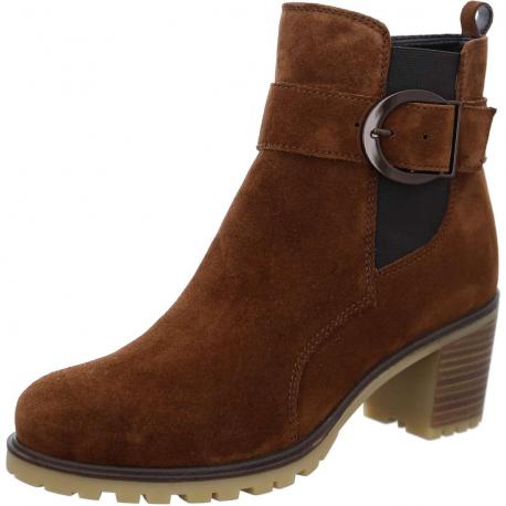 Bottine femme MANTOVA 47371-65 Cuir velours Cognac Hightsoft talon bottier