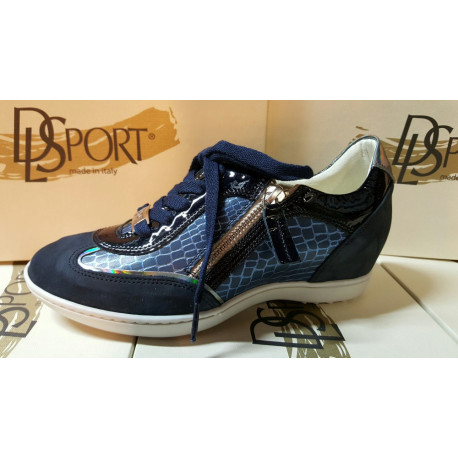 Basket fantaisie à lacet interchangeable 3177 de DLSPORT bleu marine vernis marine