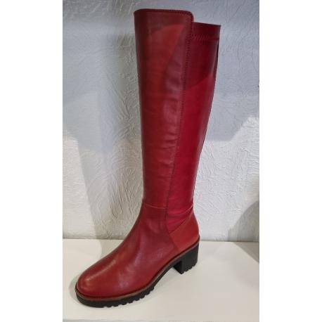 BOTTE cavalière DLSPORT talon 5cm cuir rouge femme TIP TAP référence  6122 zip semelle gomme