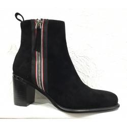 Bottine chic cuirvelours nubuck  noir talon FRIC de ADIGE Femme élégante