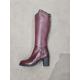 Bottes ville METAMORF'OSE en cuir Bordeaux  cloutés KALOTTO zip  talon de 6 cm