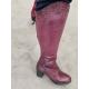 Bottes ville METAMORF'OSE en cuir Bordeaux  cloutés KALOTTO zip  talon de 6 cm