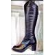 Bottes ville METAMORF'OSE en cuir Noir cloutés KALOTTO zip  talon de 6 cm