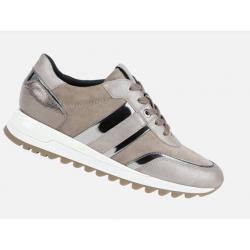 Baskets GEOX en cuir Beige Taupe Rosé métallisé   à lacet TABELYA D02AQA