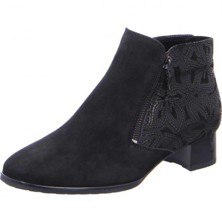 Bottine femme ARA cuir velours noir GRAZ 11837-75H zip talon 3,5cm double zip