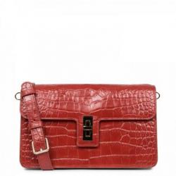 Sac Pochette Lancaster Exotic Croco Rouge