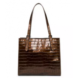 Grand Sac Cabas Lancaster Exotic Croco Irisé Bronze