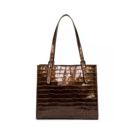 Grand Sac Cabas Lancaster Exotic Croco Irisé Bronze