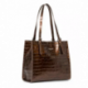 Grand Sac Cabas Lancaster Exotic Croco Irisé Bronze