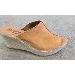 Sabot bout ouvert inte21-968-4 Nubuck Orange Bout Ouvert talon compensé plateau 8cm Maison de L’Espadrille