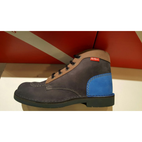 KICK COL de KICKERS en cuir nubuck 2 tons de bleu