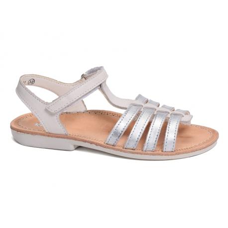 Kickers BETTY KICKERS  cuir blanc sandale fine, plate, confortable bride motif tresse