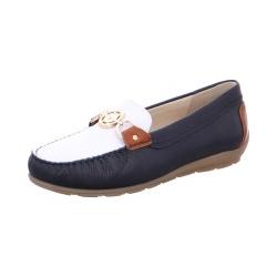 Mocassins ALABAMA  bleu blanc GOLD ARA TRICOLORE FEMME CONFORTABLE MORS DORE