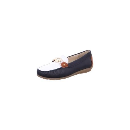 Mocassins ALABAMA  bleu blanc GOLD ARA TRICOLORE FEMME CONFORTABLE MORS DORE