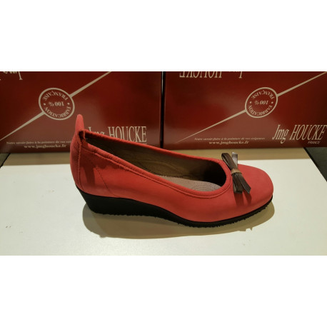 Ballerine de JMG HOUCKE compensée, noeud BALLET Nubuck  rouge