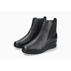 Bottines MEPHISTO PIERINA | Femme Bottines Noir Cuir Lisse compensée à enfiler avec zip