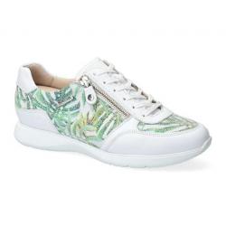 Sneakers MONIA avec zip sur les 2 cotés, chic MEPHISTO cuir Blanc/Vert