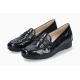 Mocassin  MEPHISTO DIVA Femme Mocassins Cuir vernis noir façon croco, compensée semelle amovible