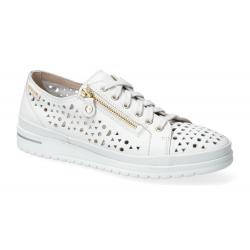 MEPHISTO JUNE Baskets Femme perf cuir Blanc zip + lacet