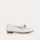 MOCASSINS HOREL CUIR BLANC ou NOIR plat, souple REQINS Mors fantaisie chaîne