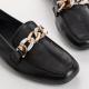 MOCASSINS HOREL CUIR BLANC ou NOIR plat, souple REQINS Mors fantaisie chaîne