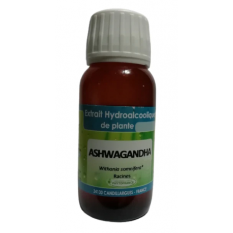 Ashwagandha - Extrait Hydroalcoolique de plante fraîche Bio - 60 ml - Phytofrance Ashwagandha - Extrait Hydroalcoolique de plante fraîche Bio - 60 ml - Phytofrance