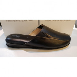 DIMARO  Mule d'intérieure Cuir Noir Homme HELLER semelle buffle