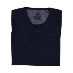 Pull col V felloxw united en coton-bleu