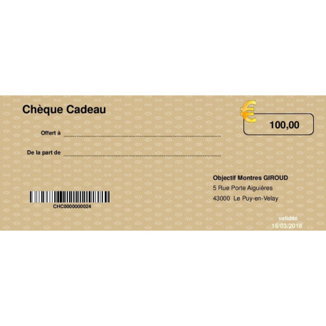 Chèque Cadeau 100€