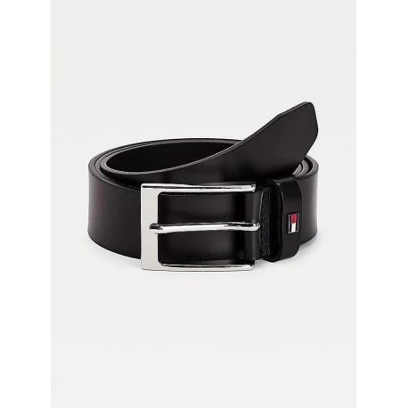 Ceinture en cuir à drapeau 3,5 cm / TOMMY HILFIGER / NOIR