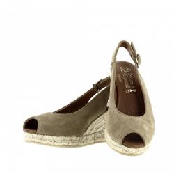 Sandale bout ouvert bride arrière 806-2 Maison de L’Espadrille compense corde nubuck Cuero