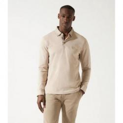 Polo beige manches longues col suède GARA