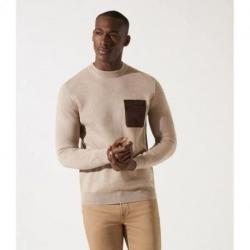 Pull col rond beige avec poche BRADY