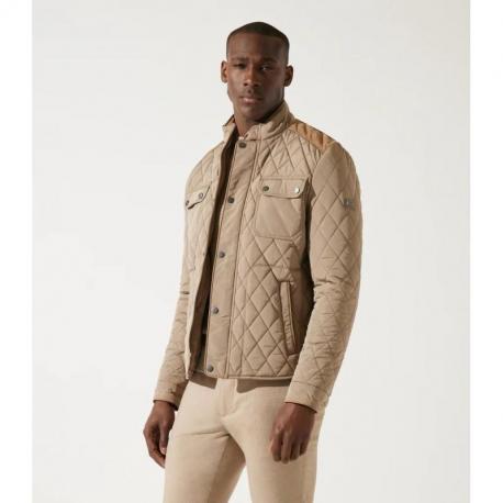 Blouson surchemise à col montant matelassé taupe MACEO